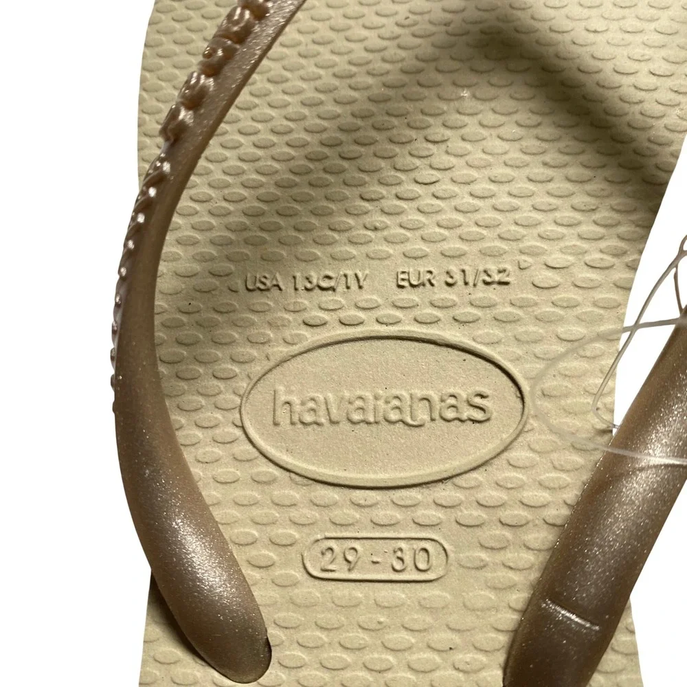 Havaianas Kids Slim Rose Gold Metallic Flip‎ Flop Sandals Size 13C/1Y NWT